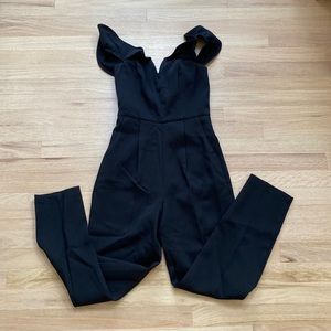 Express Black Off Shoulder Pleated Jumpsuit *NWT* size 0